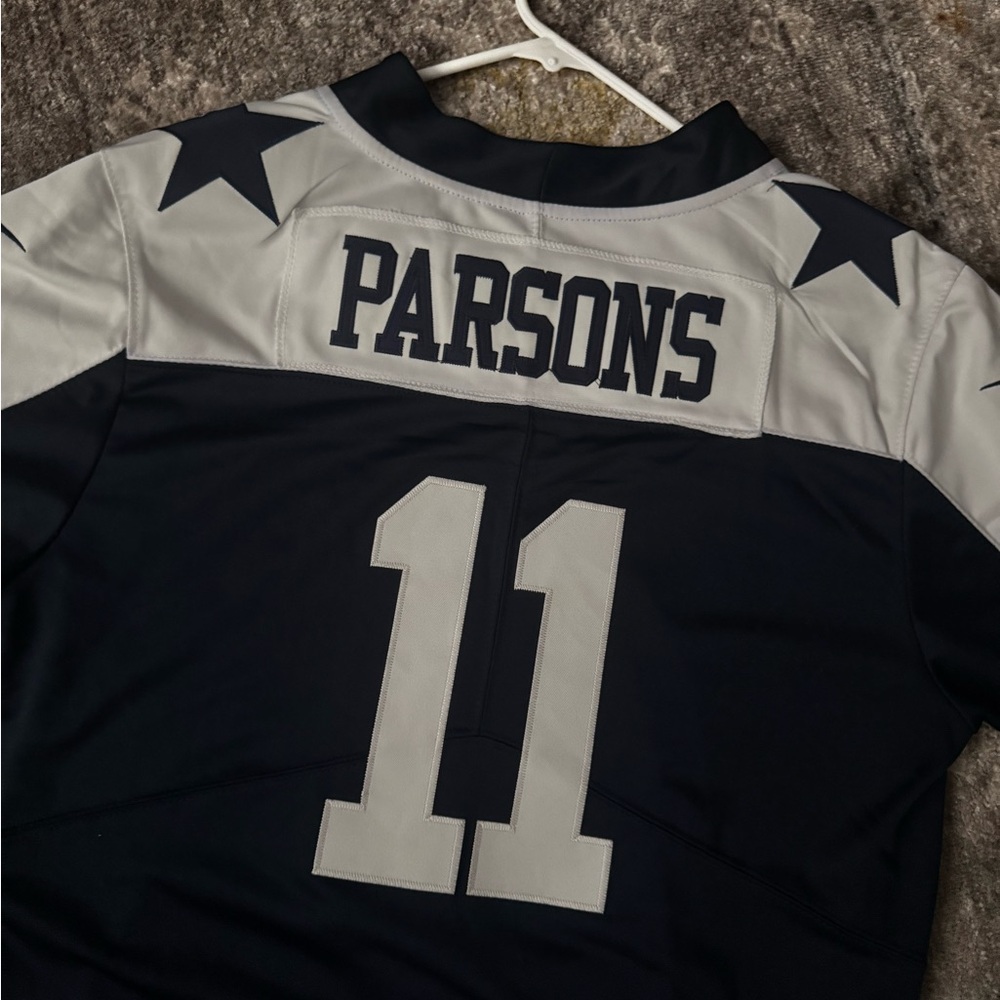 Navy and white parsons Football Jersey